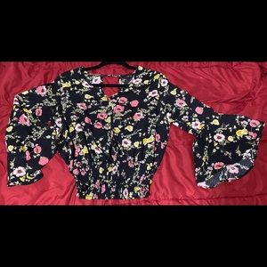 Black floral blouse